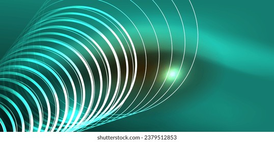 Neon lines and waves abstract background. Techno glowing neon shapes vector illustration for wallpaper, banner, background, landing page, wall art, invitation, prints, posters