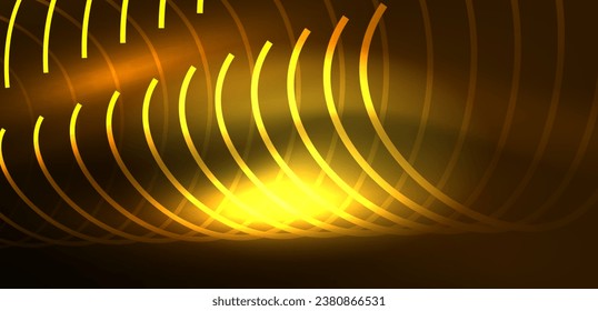 Neon lines and waves abstract background. Techno glowing neon shapes vector illustration for wallpaper, banner, background, landing page, wall art, invitation, prints, posters
