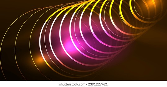 Neon lines and waves abstract background. Techno glowing neon shapes vector illustration for wallpaper, banner, background, landing page, wall art, invitation, prints, posters