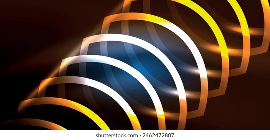 Neon lines and waves abstract background. Techno glowing neon shapes vector illustration for wallpaper, banner, background, landing page, wall art, invitation, prints, posters