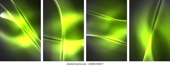 Neon Lines Waves Abstrakte Hintergrund Poster Kollektion für Tapete, Visitenkarte, Cover, Poster, Banner, Broschüre, Header, Website