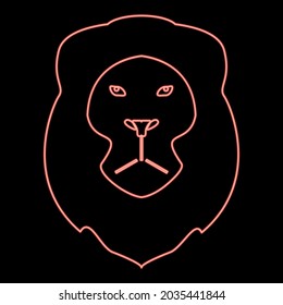 Neon lion head red color vector illustration flat style image