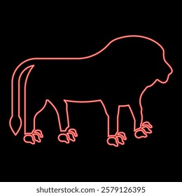 Neon lion head red color vector illustration image flat style