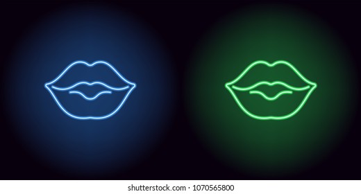 green neon lips