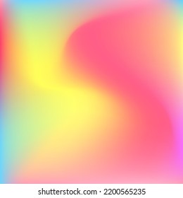 Neon Liquid Blue Curve Water Wallpaper. Light Fluid Multicolor Green Color Swirl Gradient Mesh. Wavy Blurred Purple Rainbow Smooth Surface. Pastel Happy Yellow Pink Dynamic Gradient Backdrop.