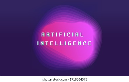 Neon liquid geometric shape on dark background. Cover for science subjects: Big Data, Artificial Intelligence, Information visualization.