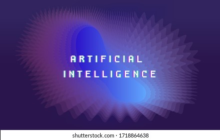 Neon flüssige geometrische Form auf dunklem Hintergrund. Bereich für naturwissenschaftliche Fächer: Big Data, künstliche Intelligenz, Informationsvisualisierung.