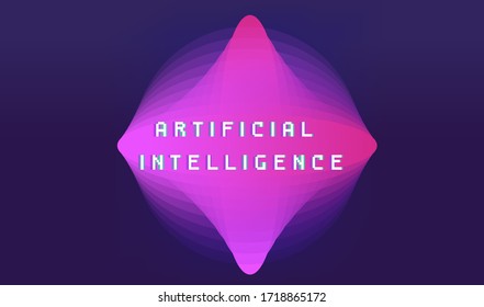 Neon liquid geometric shape on dark background. Cover for science subjects: Big Data, Artificial Intelligence, Information visualization.