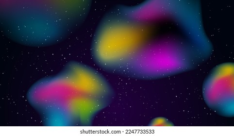 Neon liquid wavy shapes abstract futuristic background. Vector retro design