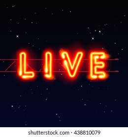 Neon live banner text, City 