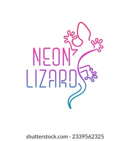 Neon Lizard logo illustration, Salamander, Lizard, Gecko vector.