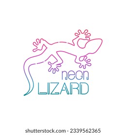 Neon Lizard logo illustration, Salamander, Lizard, Gecko vector.