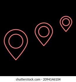 Neon location way red color vector illustration image flat style light
