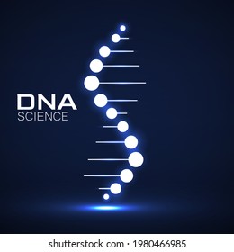 Neon logo Dna. Vector template for science and medicine