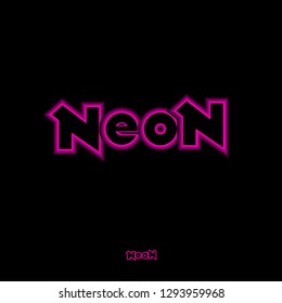 Neon logo. Letter composition.  Abstract sign with pink neon light.