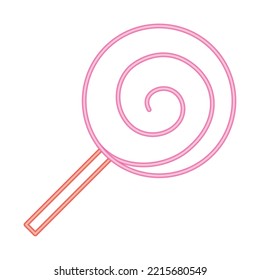 neon lollipop icon on white background