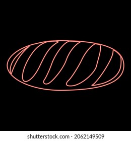 Neon long loaf red color vector illustration flat style light image