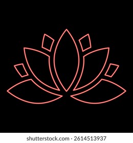 Neon lotus lily water flower red color vector illustration image flat style light