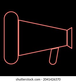 Neon loud speaker or megaphone red color vector illustration flat style image