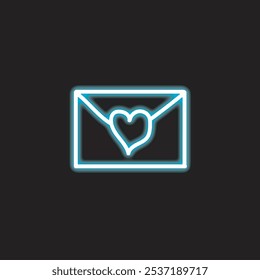 neon love letter isolated on black background. Love letter icon with glowing neon lines. Vector illustration.