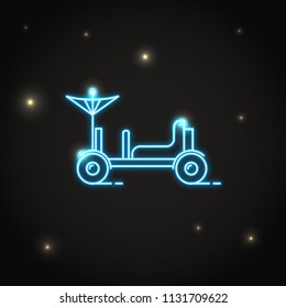 Neon lunar rover icon in thin line style