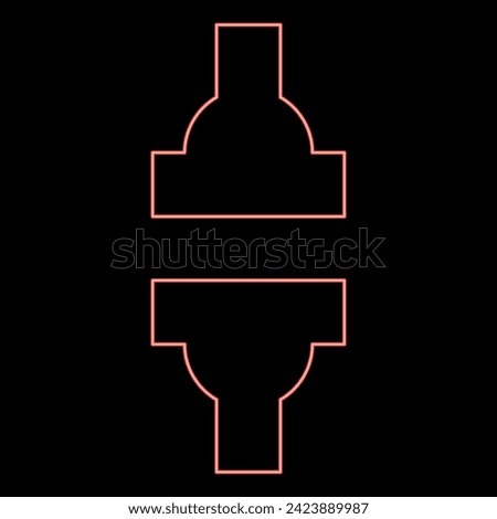Neon machine press automatic hydraulic factory industrial red color vector illustration image flat style