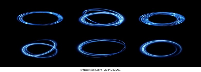 Neon magic circle. Futuristic light circle for background.Circulation. Light frame. Vector. Magic portal.