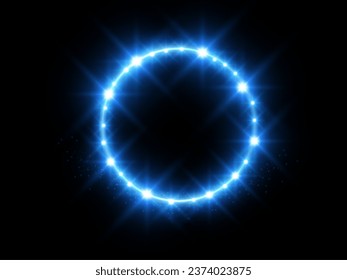 Neon magic circle.Futuristic light circle for background.Light frame.Vector.Magic portal.