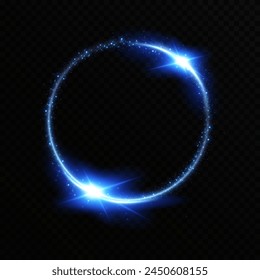 Neon magic circle.Futuristic light circle for background.Light frame.Vector.Magic portal.	