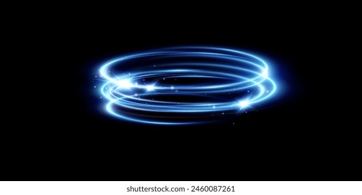 Neon magic circle.Futuristic light circle for background.Light frame.Vector.Magic portal.	