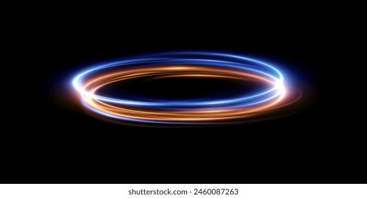 Círculo mágico de neón. Círculo de luz futurista para el fondo. Marco de luz. Vector.	