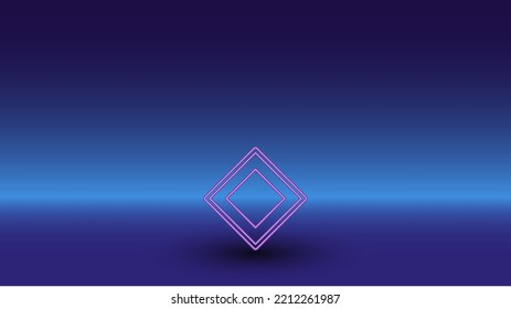 Neon main road symbol on a gradient blue background. The isolated symbol is located in the bottom center. Gradient blue with light blue skyline