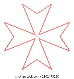 Neon maltese cross red color vector illustration image flat style light
