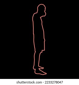 Neon man covering his mouth silhouette concept close mouth shock grief icon black color vector illustration flat style simple imagein circle round red color vector illustration image flat style light