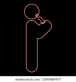 Hombre neón agua potable alcohol cerveza de la posición de la botella color rojo ilustración vectorial estilo plano