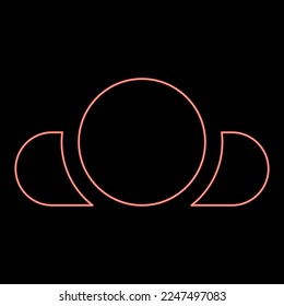 Neon man lying on back View head shoulders red color vector illustration image flat style light
