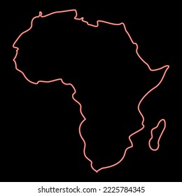 Neon map of africa red color vector illustration image flat style