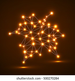 Neon maple leaf in abstract geometric shape, vector illustration eps 10