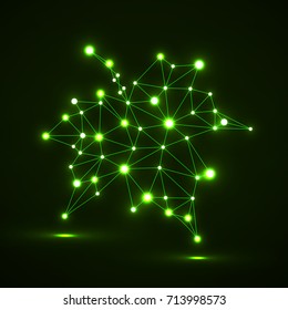 Neon maple leaf in abstract geometric shape, vector illustration eps 10