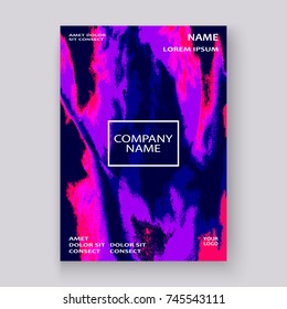Neon marble texture explosion paint splatter artistic cover frame design. Decorative splash spray purple background. Trendy template vector Cover Report Catalog Brochure Flyer Poster Banner
