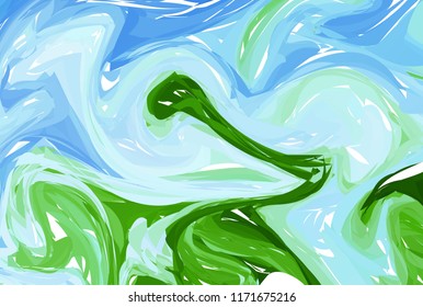 Neon marble texture. Vector Hand drawn artwork on water. Liquid paint pattern. Abstract colorful background in ebru suminagashi technique.