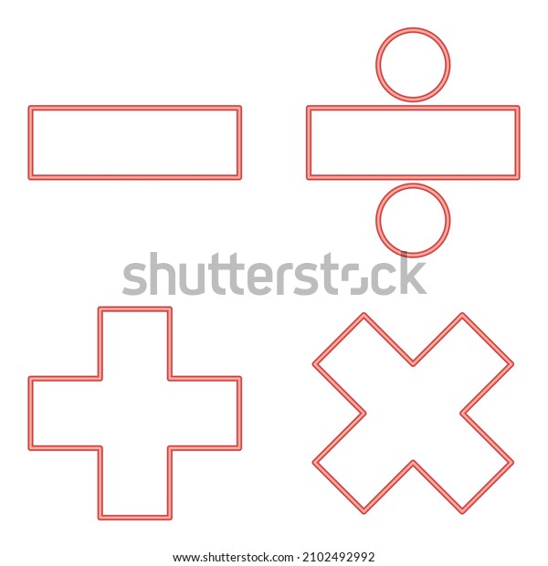 Neon math signs red color vector illustration image\
flat style light