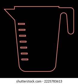 Neon measuring capacity cup red color vector illustration image flat style light