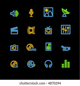 neon media icons