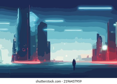 neon mega city.business district center Cyber punk theme. vector illustration
Model city consisting of houses, buildings,Road, pathway, waterway. background image or accompanying work.