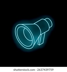 Neon megaphone glowing, concept for announcement or advertisement