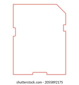 Tarjeta de memoria de neón color rojo ilustración vectorial de estilo plano imagen de luz