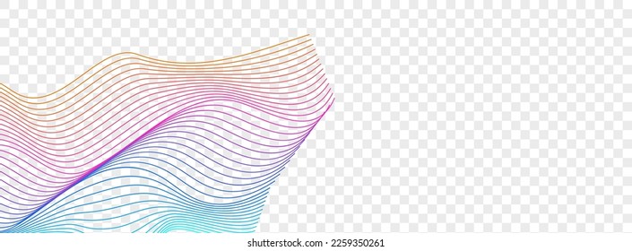 Neon Mesh Background Transparent Vector. Abstract Illustration. Iridescent Soundwave Dynamic. Curve Splash Backdrop. Gradient Amplitude Contour.