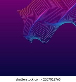Neon Mesh Background Violet Vector. Decorative Texture. Bright Line Futuristic. Splash Ribbon Backdrop. Colorful Minimal.