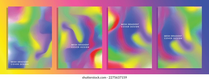 Neon mesh gradient cover design with A4 size set, for cover, catalog, magazine, poster, flyer, banner, book page, etc.